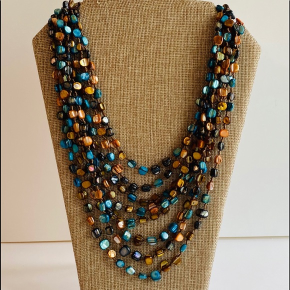 Vintage Layered Shell Beaded Necklace - Picture 1 of 8